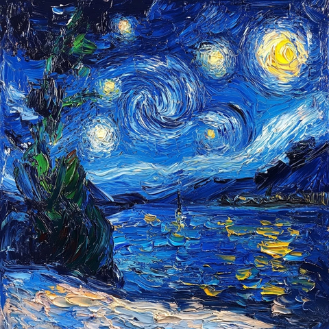 夜空蓝色波浪笔触