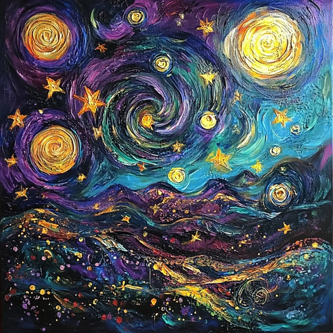 星夜繁星色彩绚丽