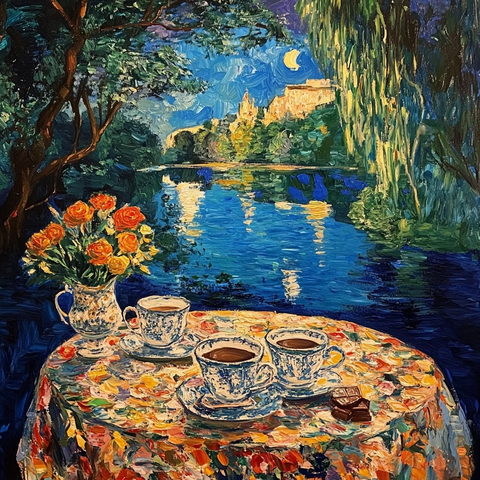 贵族宫廷饮巧克力场景