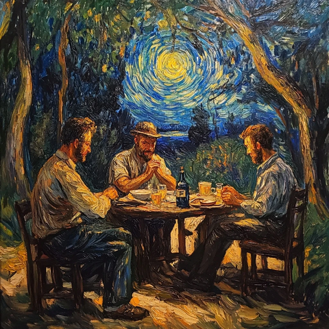 三人森林早餐场景