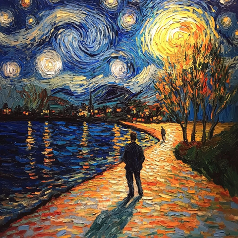 光影对比和谐色彩画作