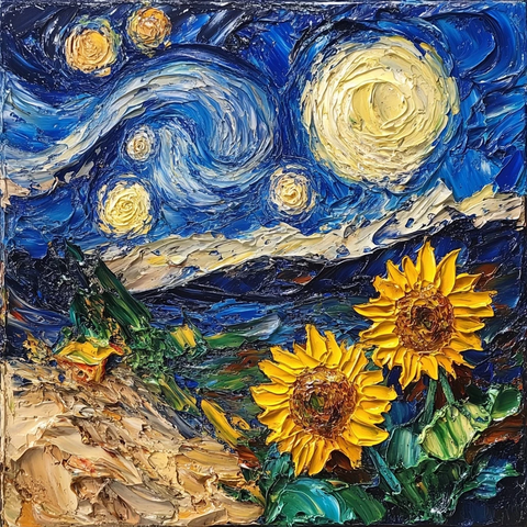 向日葵与星空印象