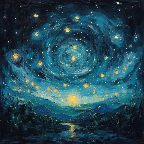 星空绘画背光信息图