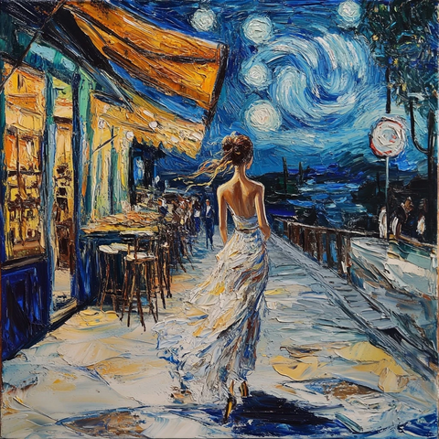 女孩步行街边酒吧