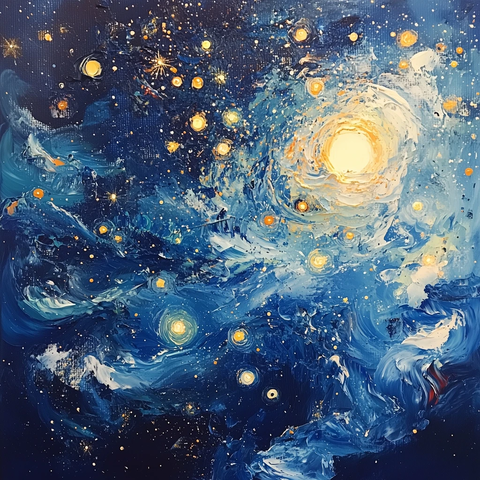 星夜与天空的绘画结合