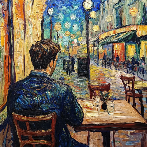 梵高背影巴黎咖啡馆