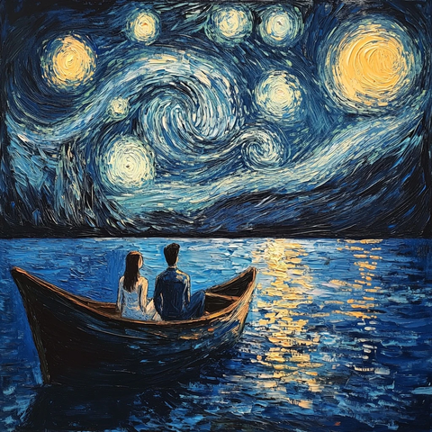 星空海洋人物帆船