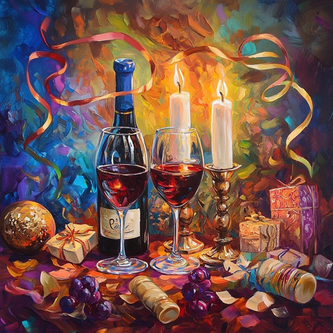 普珥节酒杯蜡烛礼带背景