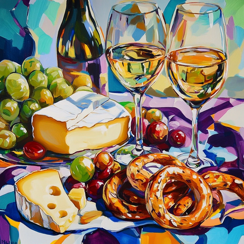 奶酪白葡萄酒面包拼盘