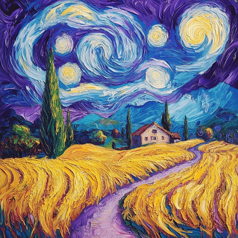 麦田小径与农舍