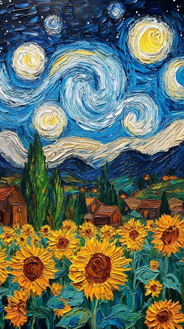 向日葵星夜田野