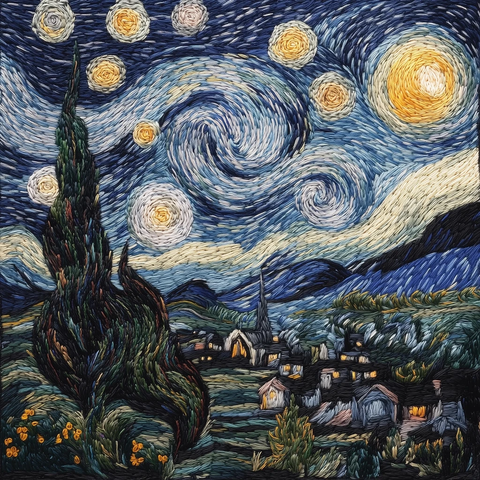 星夜绣艺纹理细节图