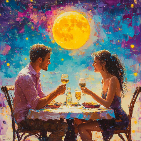 晚餐月光下情侣欢聚