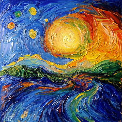 色彩艺术梵高风格画作