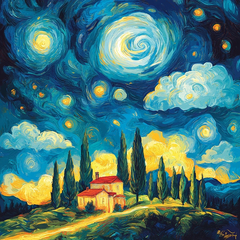 圣诞云彩柏树插画