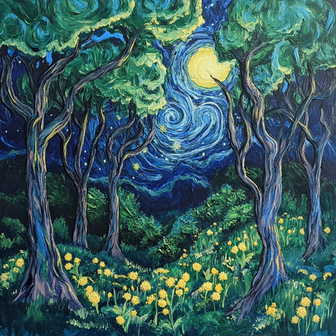 夜林春色月光如水