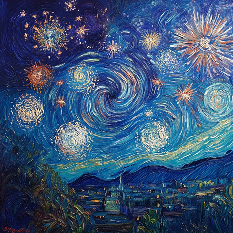 夜空烟花流线艺术