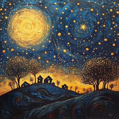 星夜金色时辰画