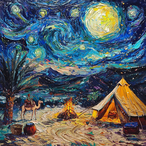 撒哈拉夜色帐篷篝火