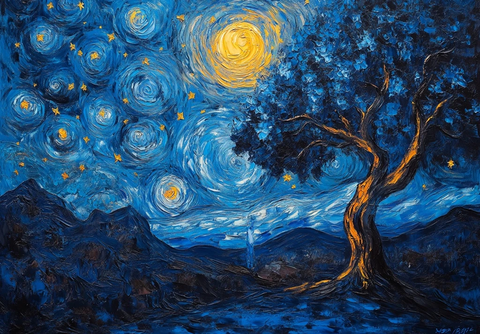 星空下的比利时蓝牛