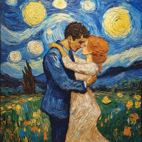 梵高风格我爱你心形