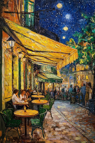 星夜咖啡馆街道场景