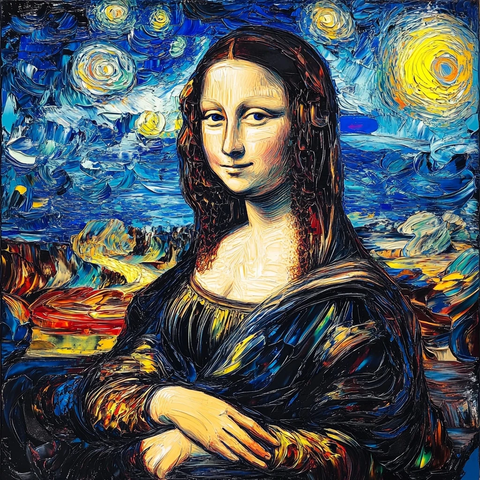 蒙娜丽莎星夜风格再创作