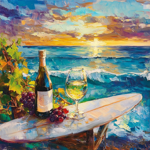 酒瓶酒杯冲浪板葡萄园