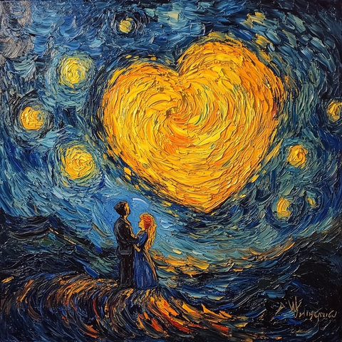 星空下的麦田与柏树