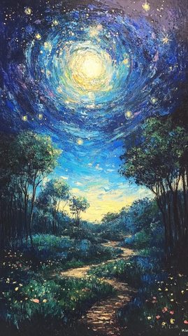 星夜印象派风格油画