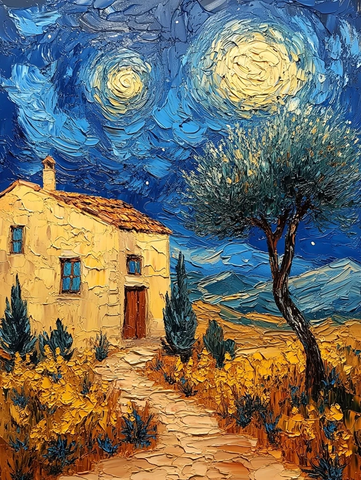 星夜山谷与辽阔田野