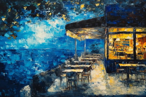 夜晚咖啡馆户外座椅