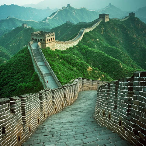 长城蜿蜒盘旋于崇山峻岭间的壮观景象