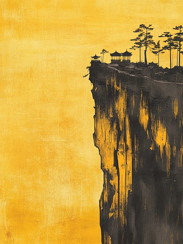 悬崖上建有亭子的独特景观