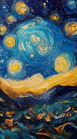 星夜繁星黄蓝光影