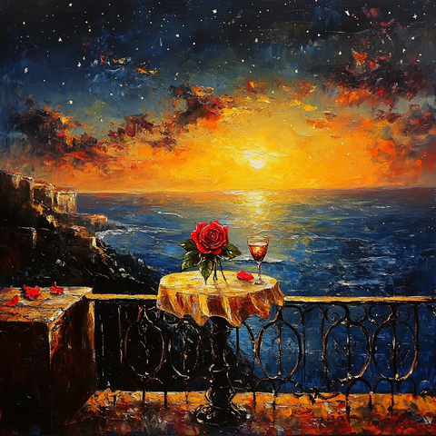 玫瑰阳台晚霞留影