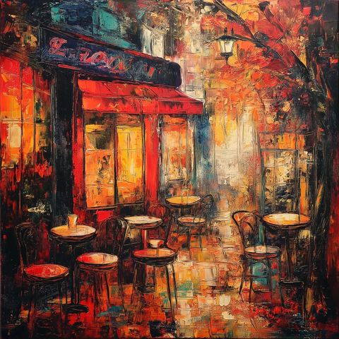 夜晚咖啡馆温馨氛围