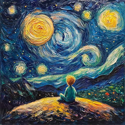 小王子月夜星空图