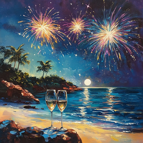 月光海岸酒杯烟花