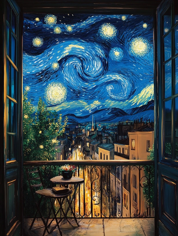 阳台夜空星光全景