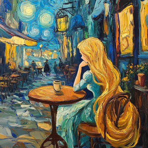 长发公主在咖啡馆