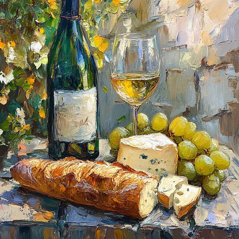 法棍面包与红酒奶酪