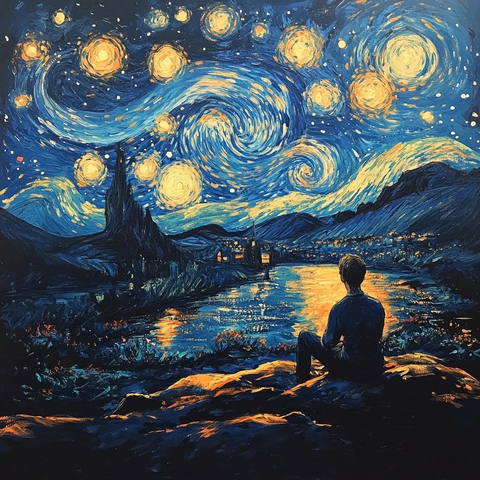 星空旋转夜空画布