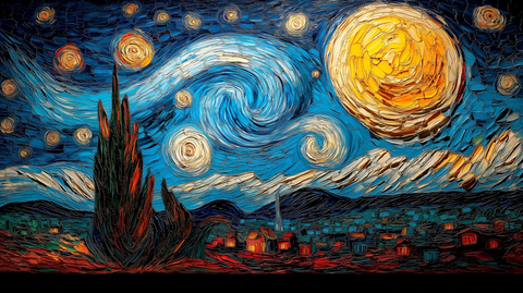 星空村庄月光柏树