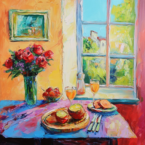 厨房午餐印象派画作