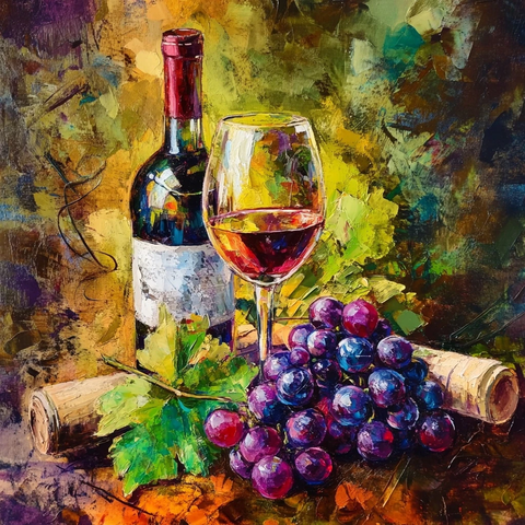 玻璃杯葡萄葡萄酒静物画