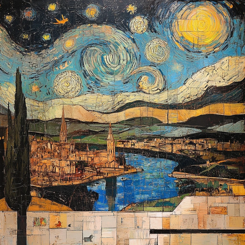 宏伟场景手绘线条画