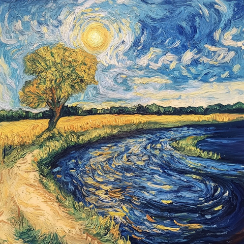 太阳下的河流与天气变化