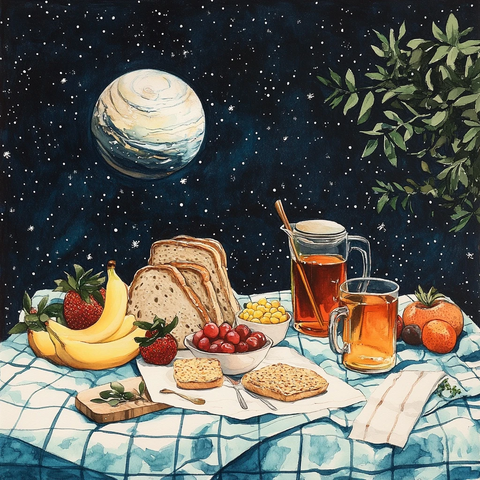 早餐野餐茶水果面包