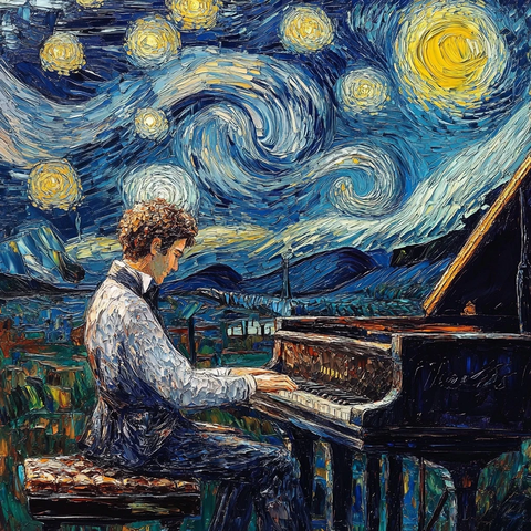 萧邦弹琴星夜背景